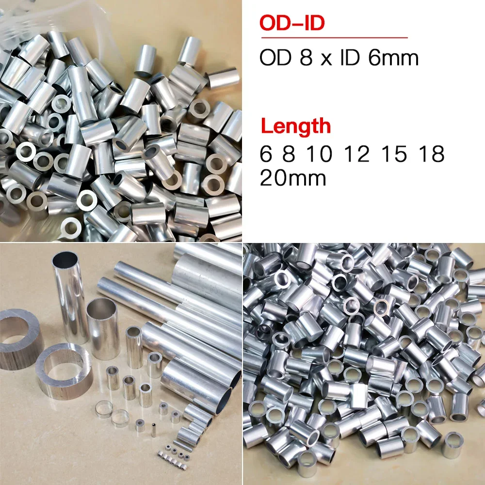 50pcs Aluminum tube OD 8mm alloy tube 8mm outer diameter pipe size 8*6 Aluminium hollow tubing length 6 8 10 12 15 18 20mm