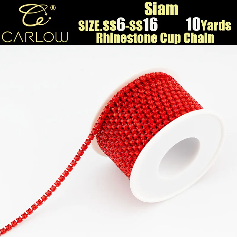 CARLOW 10Yards/Roll SS6-SS16 Multicolor Rhinestone Chain Sew-On Rhinestones Trim Cup Chain For Garment DIY Accessories