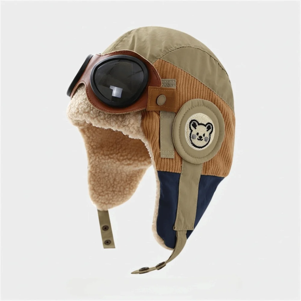 

Новая милая мультяшная шапка-пилот с защитой от холода и ветра, с защитой для ушей и очками, утепленная теплая зимняя шапка