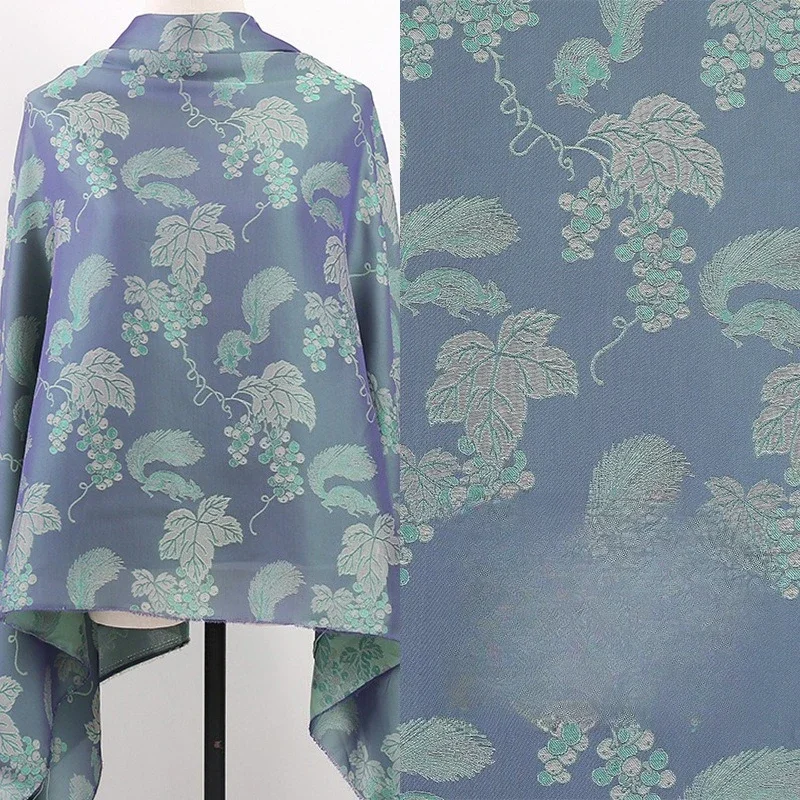 

Squirrel Pattern Rayon Jacquard Fabric for Hanfu Cheongsam Spring Summer Blouse Shirt Two Tone Traditional Textile