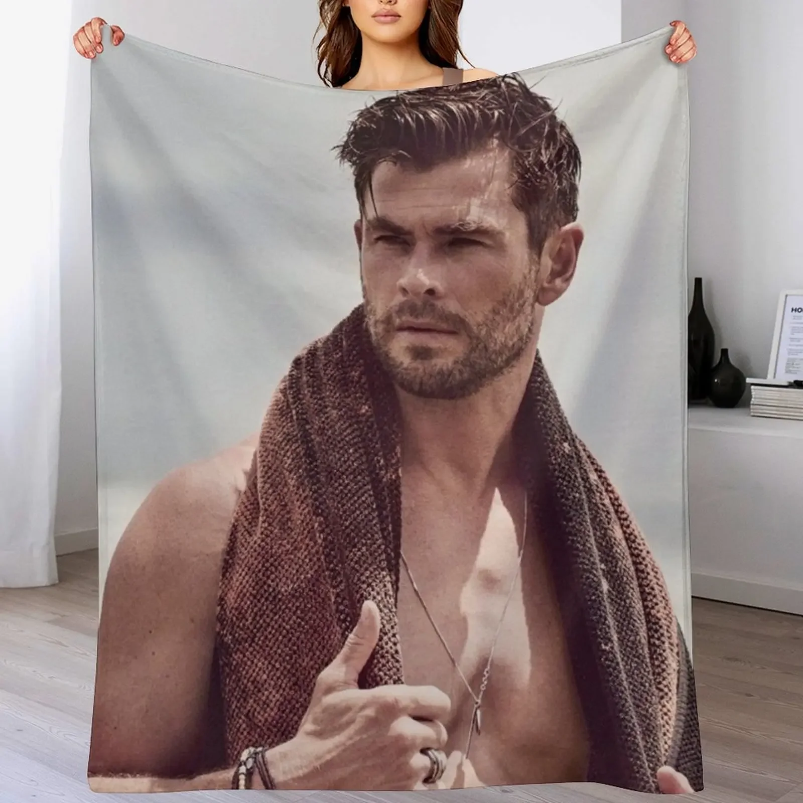 chris hemsworth Throw Blanket Vintage Camping Sofa Throw Plaid on the sofa Blankets