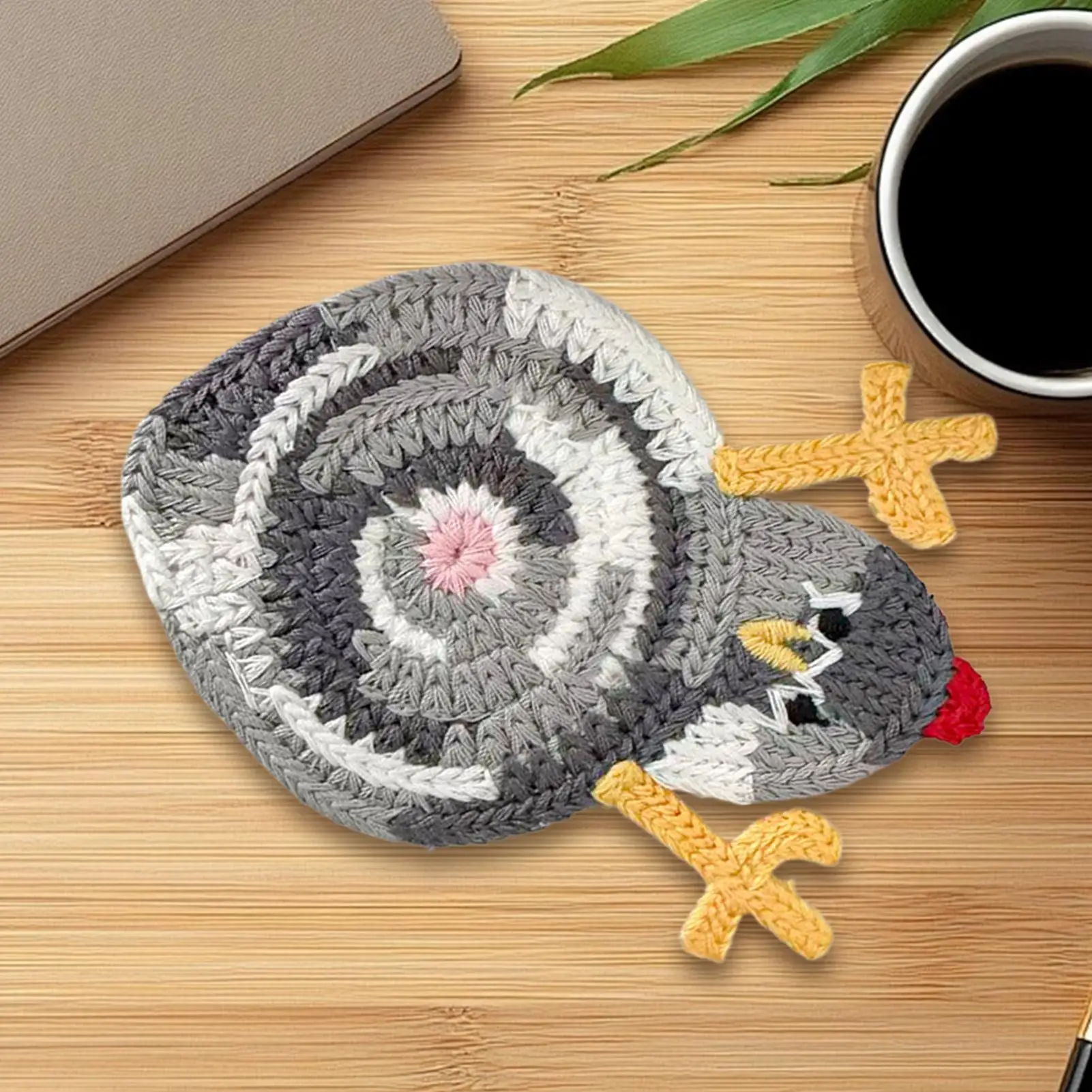 Chicken Coasters Heat Resistant Absorbent Drink Coaster Crochet Style Placemats for Kitchen Table Desk Bar Coffee Cup Home Decor