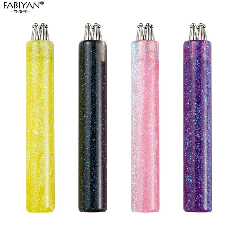 Herramienta de decoración de uñas de 5 pétalos, herramienta para crear flores, recogedor de diamantes de imitación, bolígrafo de punta fina con mango acrílico para decoración de uñas DIY