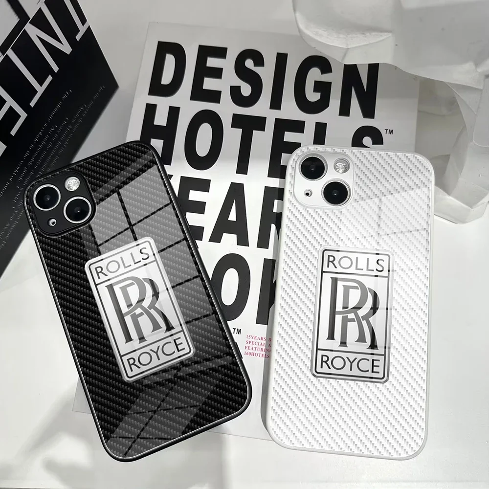 Rolls-R Luxury Car RR Glass Phone Case for iphone 16 16promax 15promax 14pro 13pro iphone11 SE XR 12 13Mini 15Plus Black Covers