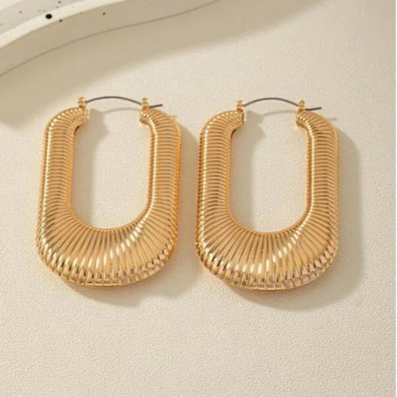 European And American Style Jewelry Exaggerated Retro Fashion Geometric Water Ripple Earrings Female Personality Design Sense