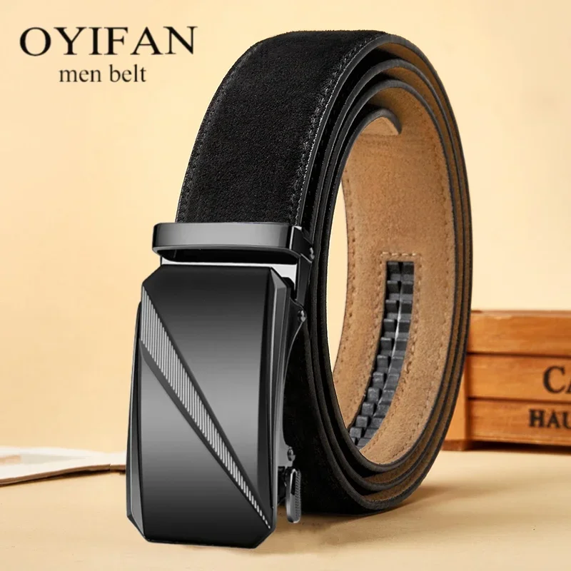 Men's Suede Leather Automatic Buckle Belt, Adjustable