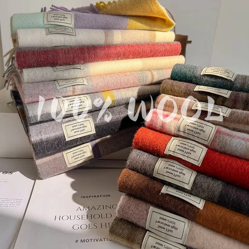 

Шерстяной 100% женский шарф, роскошное кашемировое зимнее одеяло, повседневное клетчатое пальто с принтом, пашмина, буфанда, дорожное пончо, палантины Echarpe