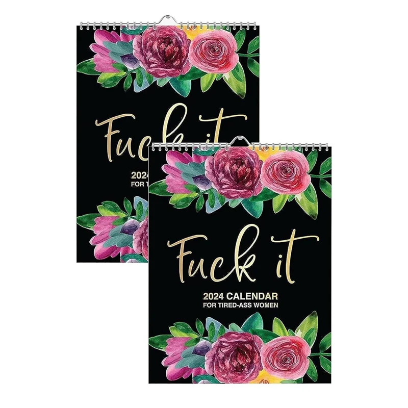 

NEW-2024 Wall Calendar For Tired- Women,Funny 2024 Calendar Monthly Calendar With Hook,White Elephant Gag Gift For Women Dura