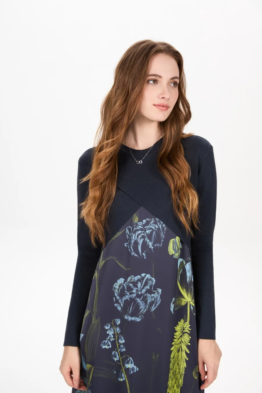 AS AW25 elegance slip satin dress + knitting cross top +mockneck woman clothing set adjustable maxi floor length 24 Sac35012a1cf6475c9caf6489ef7b1153c