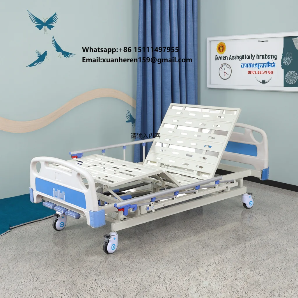 

Stainless Steel Three-Function Adjustable Foldable Durable Manual Bed-Home Care Equipment Single Central Locking Hotel Outdoor