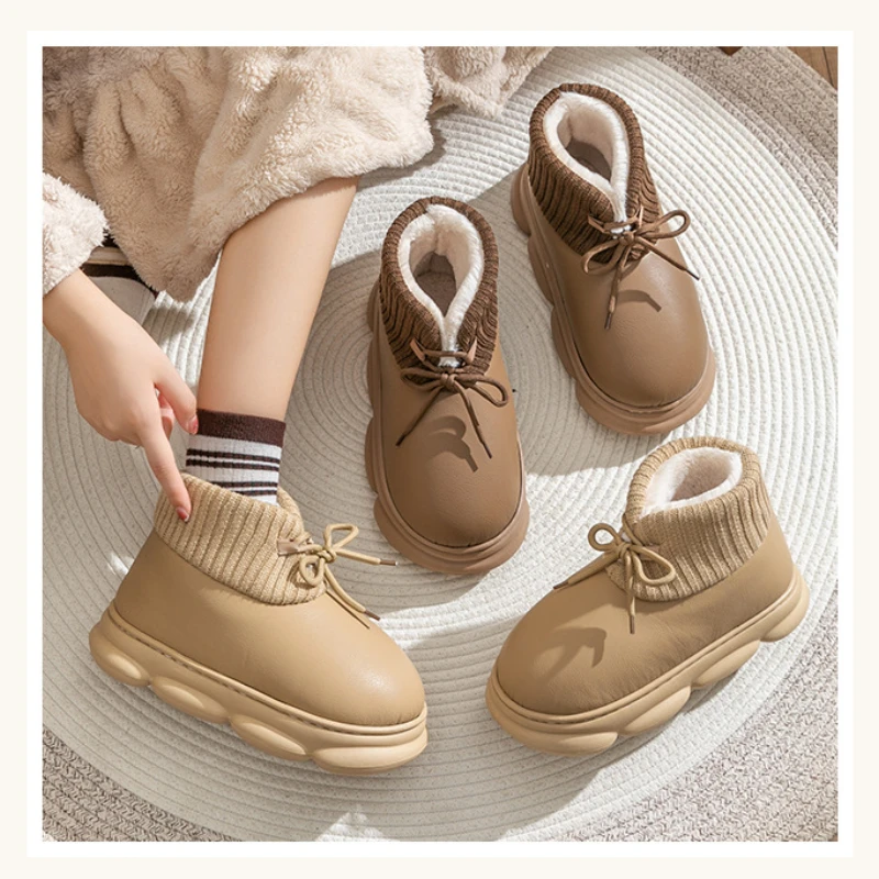 Anti-slip Women Boots Warm Winter Women Cotton Shoes Plush Slip on Boots for Men Home Couple Platform Ankle Boots Botas Mujer