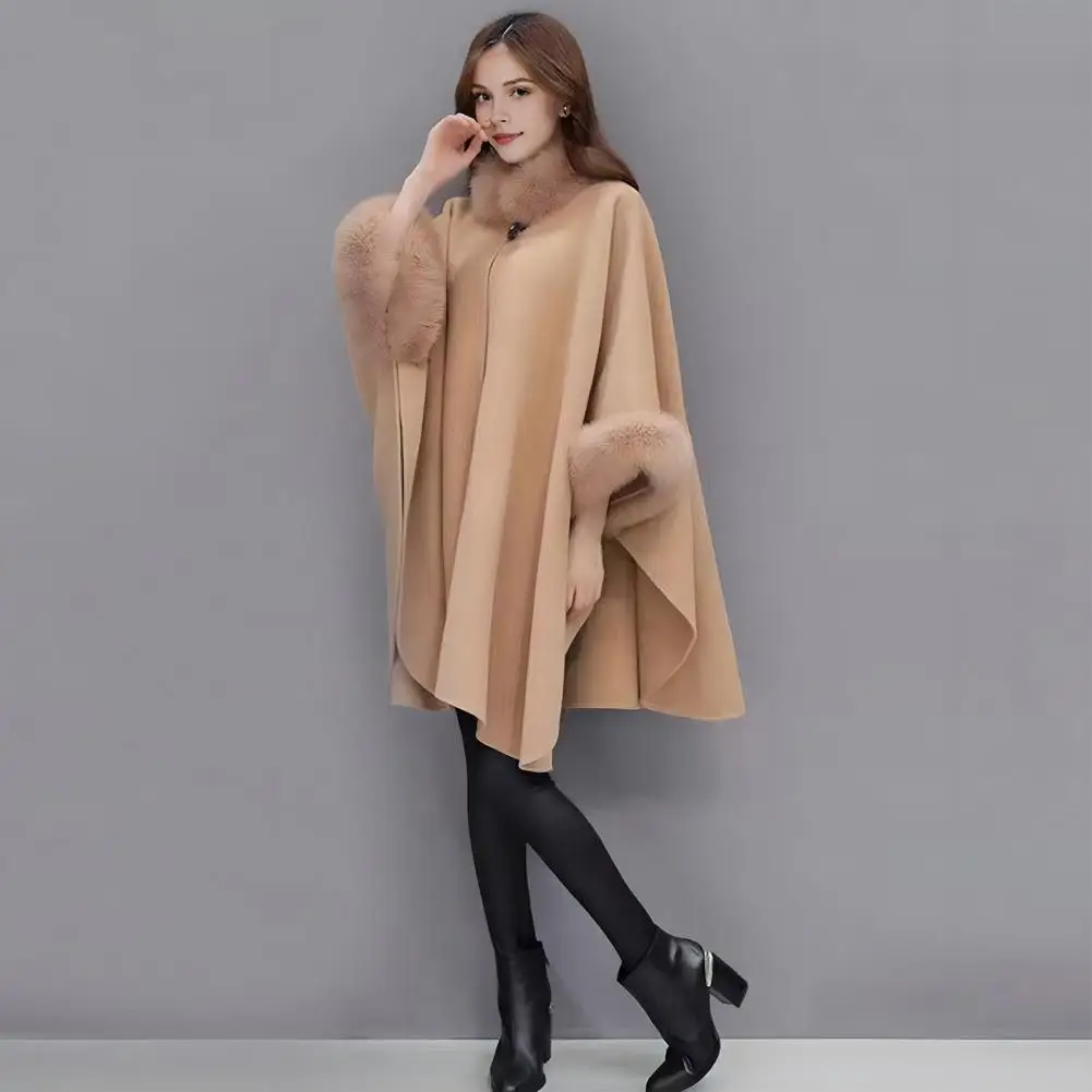 Abrigo grueso de longitud media para mujer Otoño/Invierno chal grueso abrigos domingo chaqueta Poncho para mujer