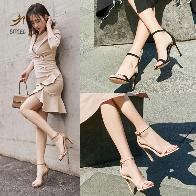 2022 New Summer Women Sandals Open Toe Thin Strap Buckle Sandals Sexy Thin Heels High Heels Feminine Fashion Party Shoes