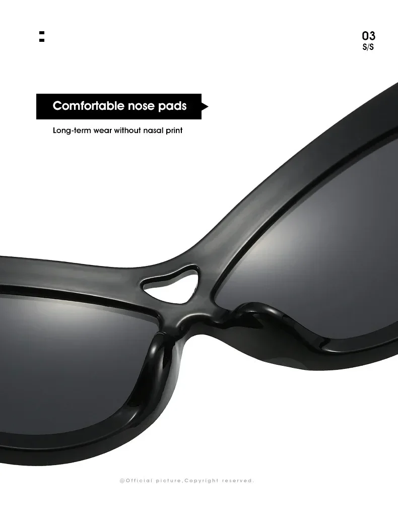 Mode Y2K Cat Eye Sonnenbrille Frauen Retro Große Schmetterling Form Hohl Brillen Shades UV400 Trend Breite Beine Männer Gläser – Detail 6
