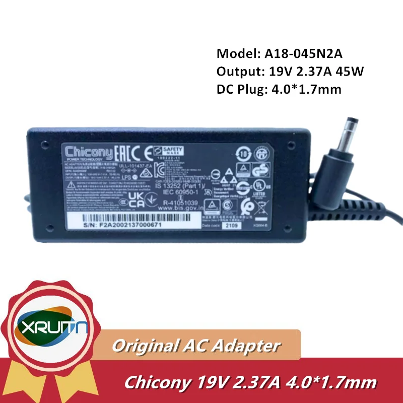 

Genuine Chicony A18-045N2A 19V 2.37A 45W 4.0*1.7mm AC Adapter Charger Power Supply