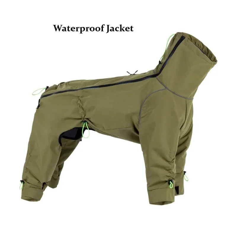 Waterproof Winter Dog Jumpsuit Full Coverage Reflective Large Dog Coat Windproof Fleece Lined Outdoor Pet Accessory