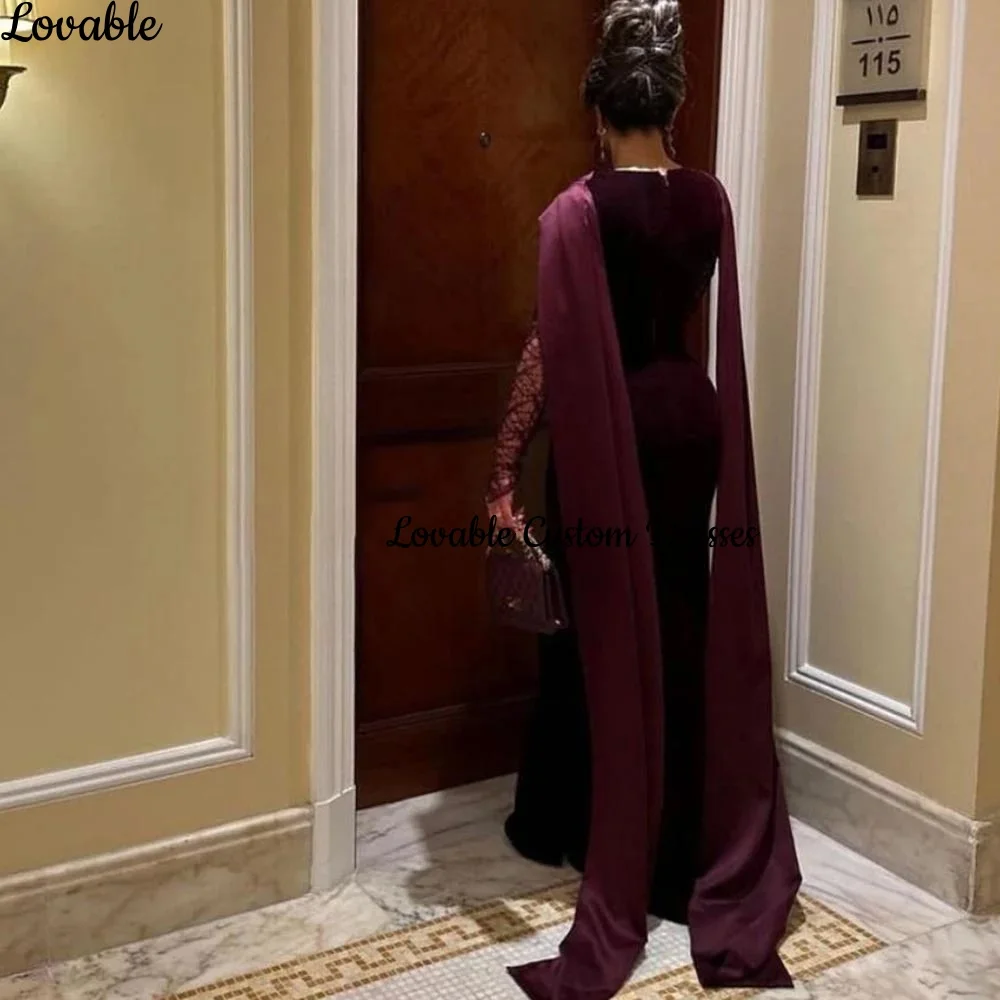 Customized فساتين سهرة Column Floor-Length Lace Luxury Evening Dresses Zipper Up Long Sleeves Dresses For Prom