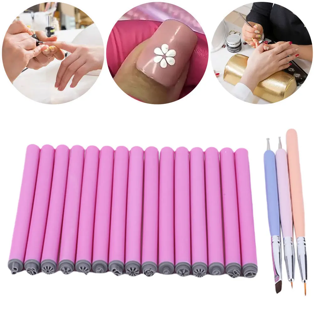 6/10/15PCS Nail Art Stamp Pen Set Floral Butterfly Pattern Nail Graffiti Pen Painting Drawing Nail Brush Stamp Pen Manicure Tool