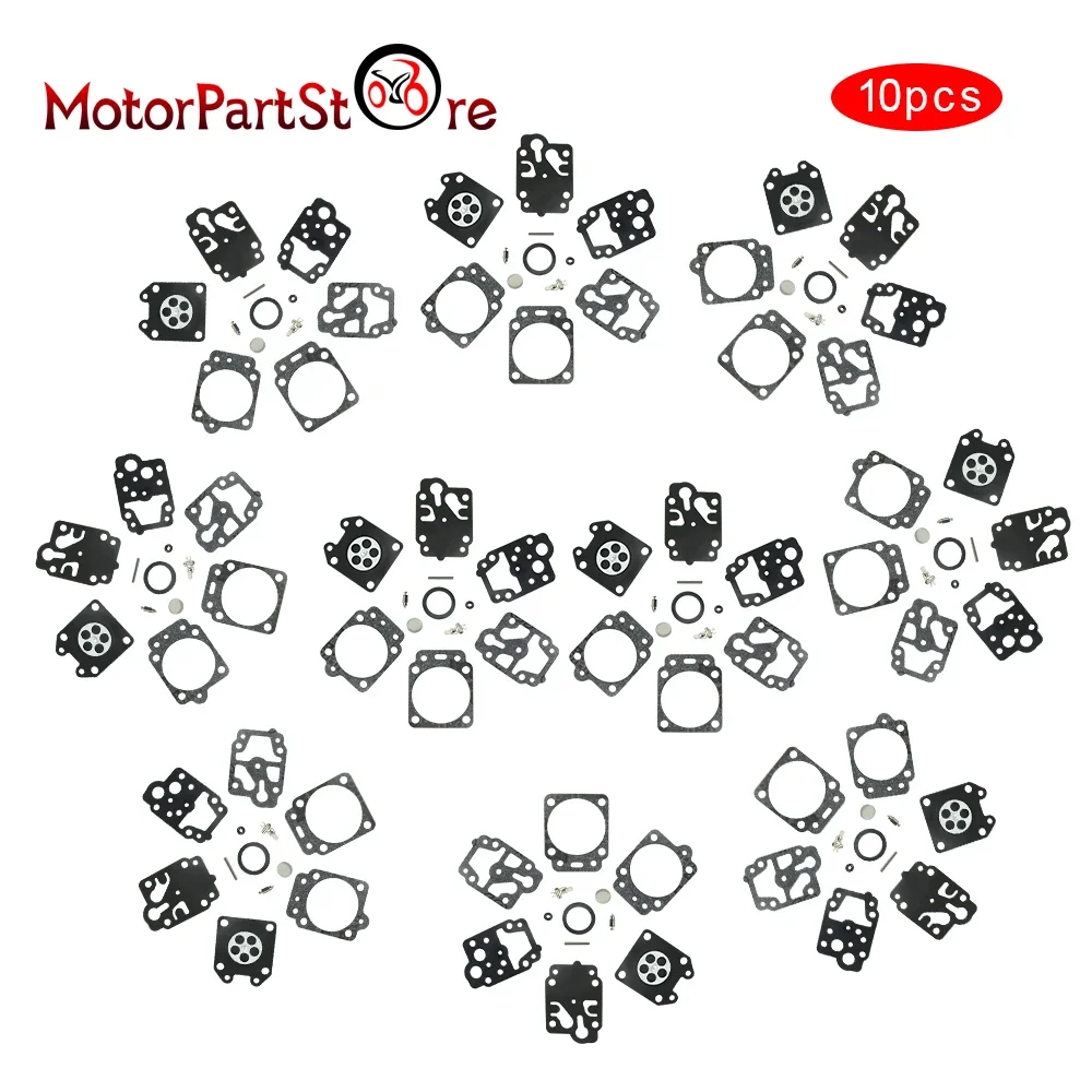 10pcs Carb Carburetor Gasket Needle Repair Rebuild Diaphragm for Walbro K20-WYJ Echo Husqvarna Toro Ryobi Homelite Trimmer