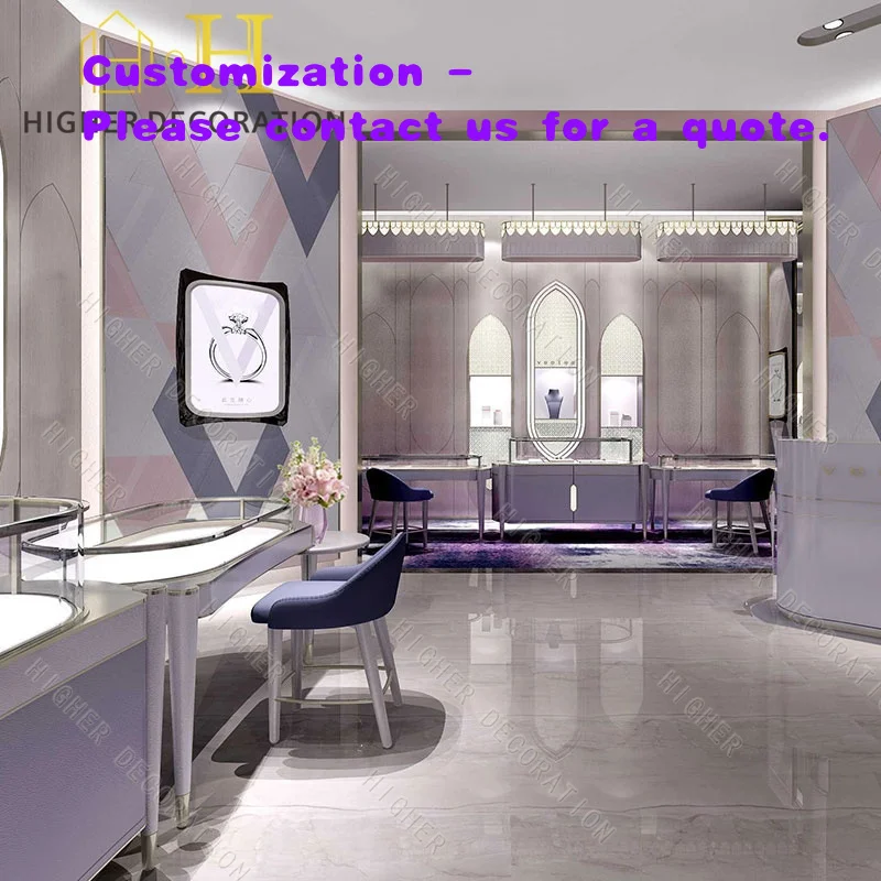 custom.Customized Jewelry Cabinet High-end Luxury Store Counters Stainless Steel Glass Display Cabinet