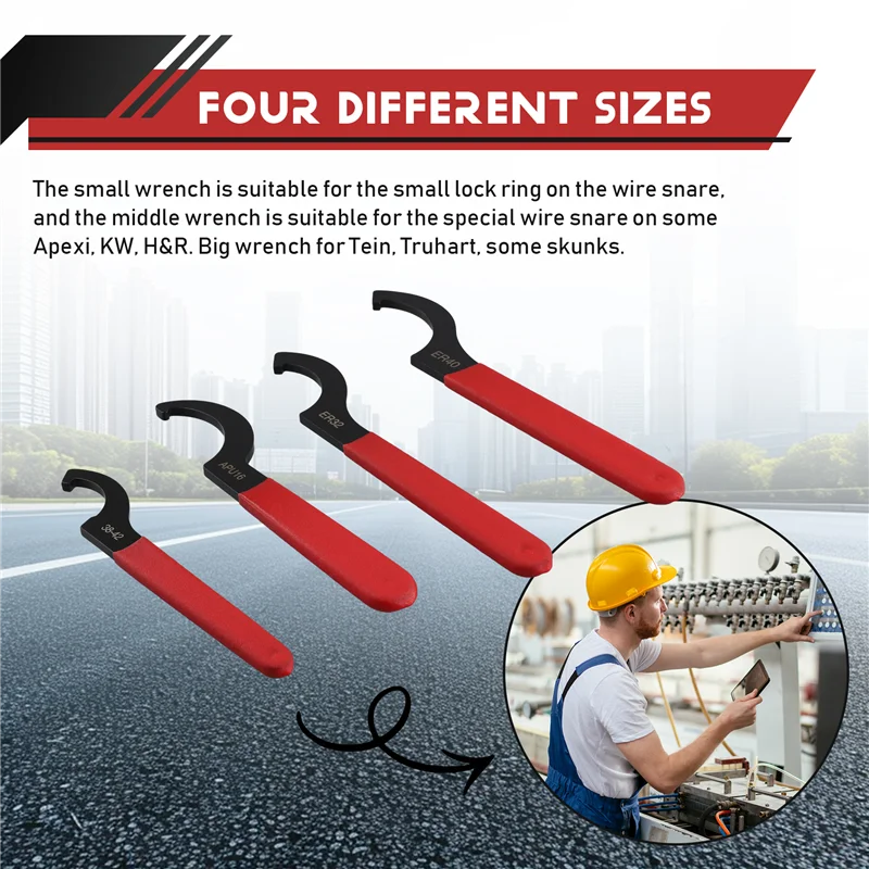 AB47-Coilover chave, conjunto de ferramentas de chaves de gancho conjunto de chave de choque chave em forma de c ferramenta de ajuste de chaves ajustáveis