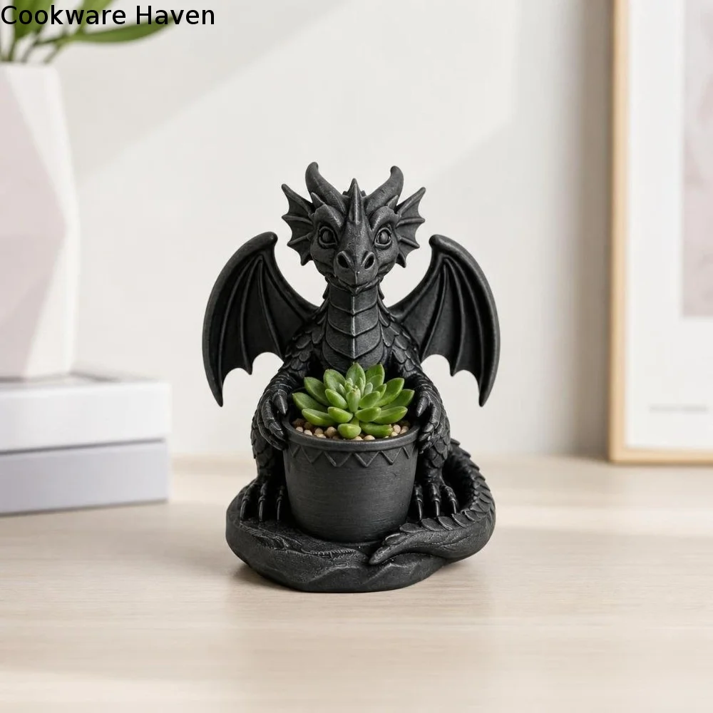 Gothic Style Dragon Planter Pot Home Decoration 3D Printed Dragon Statue Mini Storage Box Succulent Plant Flowerpot Home