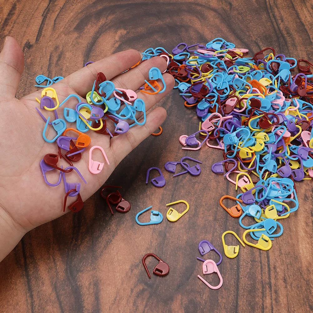 Multi-Color Snap Lock Plastic Stitch Markers Safety Pin Shape Smooth Yarn Lockable Counting Clips DIY Knitting Crochet Supplies