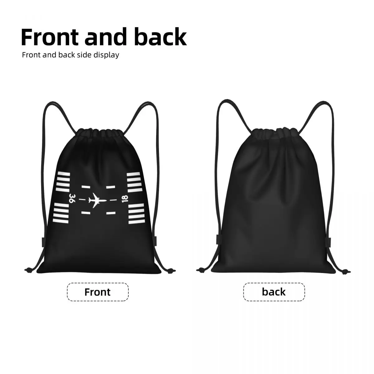 Airport Runway Traffic Controller Drawstring Backpack Gym Sport Sackpack Portable Airplane Pilot Aviator Training Bag Sack