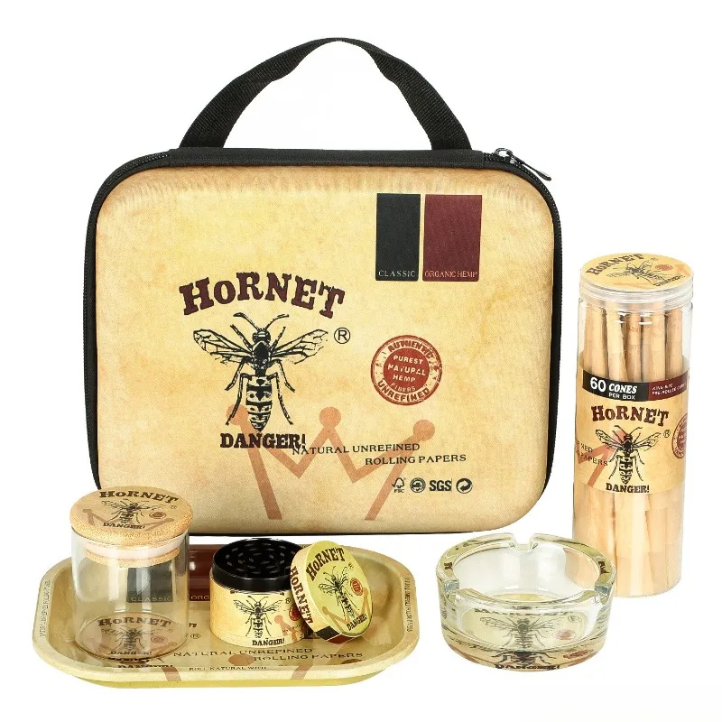 5-in-1Multifunctional Smoking Set: CigaretteGrinder,Glass Ashtray with Storage Tank,Pre-Rolled Tips  Papers Complete Rolling Kit