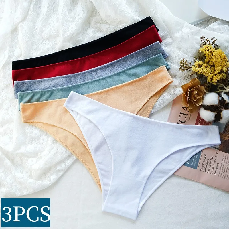 3PCS/Set Women's Pantys Cotton Stretch Briefs Underwear Female Underpants Low Rise Underwear Sexy Lingerie Soft High Cut Panty