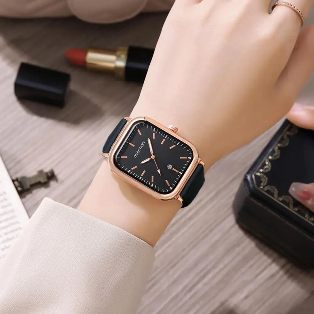 Ladies Quartz Watch Elegant Rectangle Dial Women's Quartz Watch with Silicone Strap Casual Fashion Wristwatch for Ladies Girls