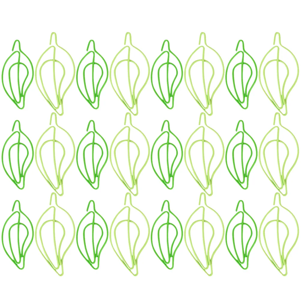 

30pcs Creative Paper Clips Small Leaf Shaped Office Supplies Green Color Metal Document Clips for Paperwork Study School Use
