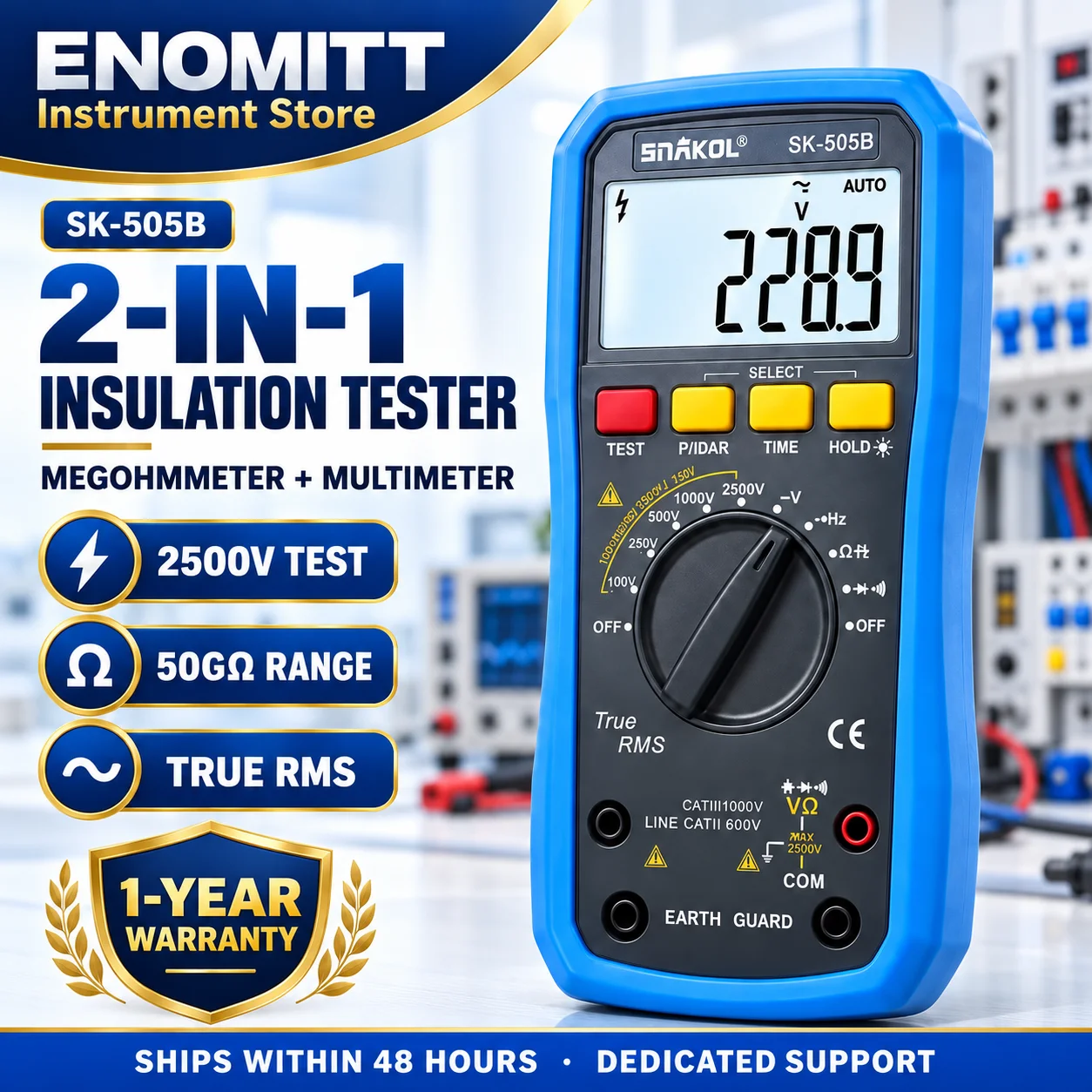 2 in 1 Insulation Resistance Meter Digital Multimeter, 20GΩ 2500V Megohmmeter, Resistor Tester Voltage Capacitance Diode Measure