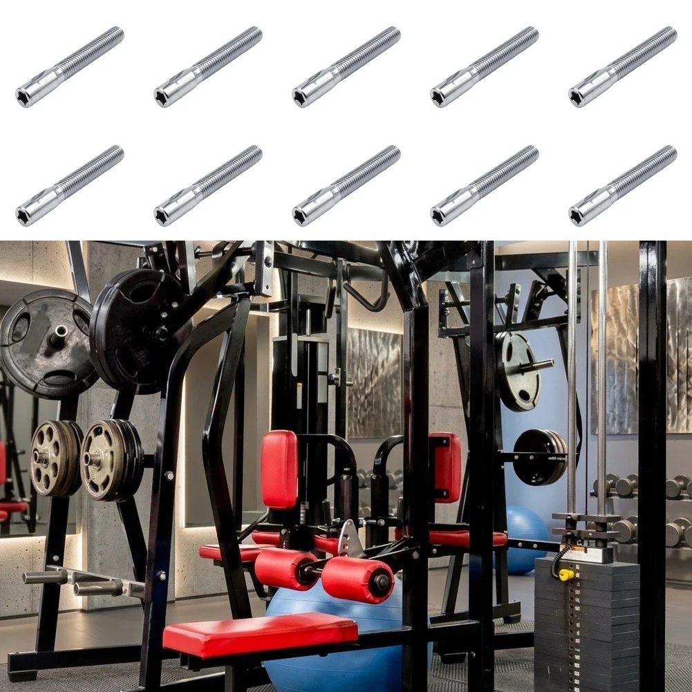 10 Pack 8mm Threaded Rod For 5mm Gym Cable Steel Screw Connector Fitness Machine Replacement Parts Strength Training Accessories