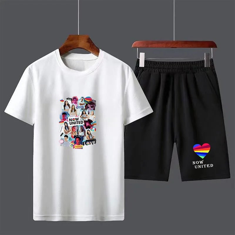 

Hot Now United Cotton Men's T Shirt Set Boys Male Casual Short Sleeve Top Pants Suits Streetwear Tops Tshirts