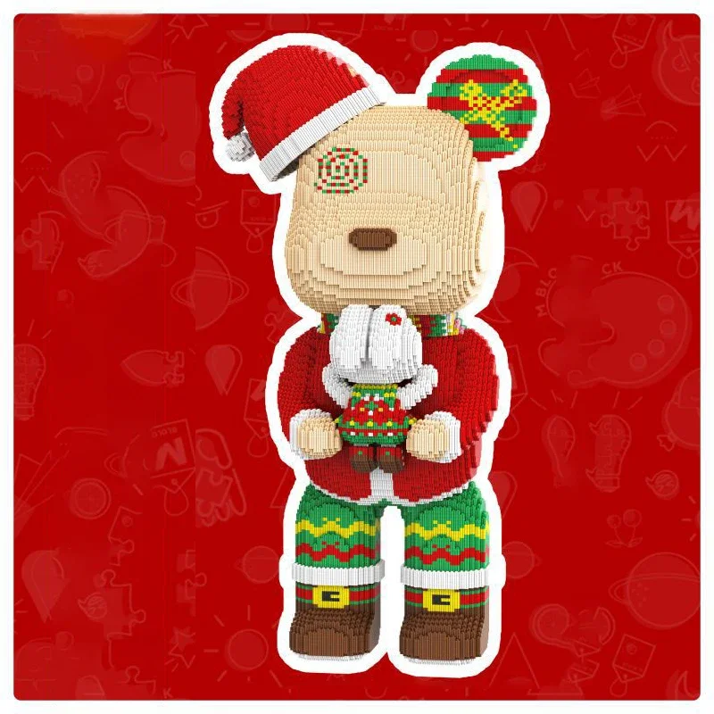 Huge Christmas bear tiny particle building blocks puzzle toy boy and girl brain birthday gift display Christmas gift kids toys