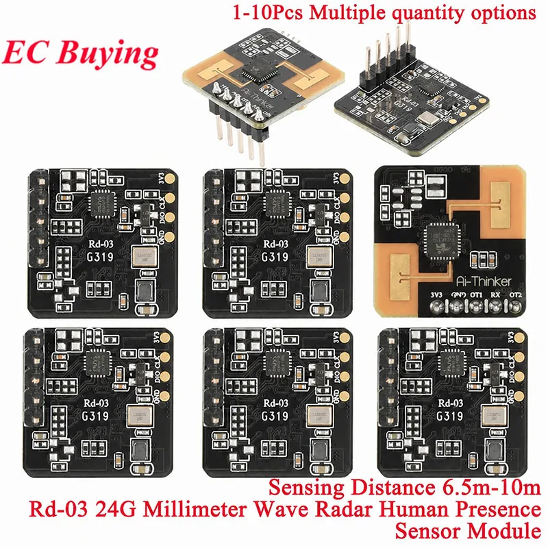 1-10Pcs Rd-03 24G Radar Sensor Module 2.4Ghz Human Body Micro Motion Sensing Detection ISM Radio Band UART Interface Antenna