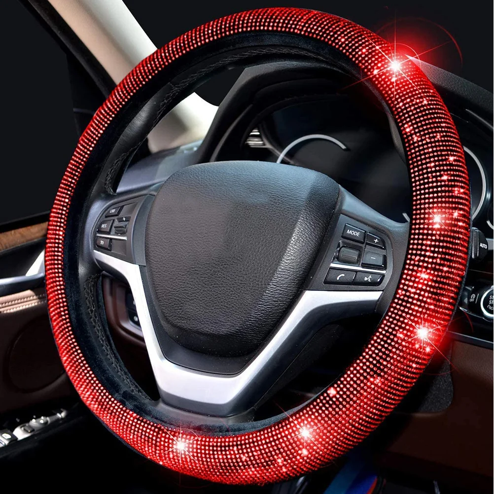 

1Pcs Crystal Rhinestones Steering Wheel Cover Creative Car Interior Protector Anti-Slip Fashion Trend Summer Driving Safety