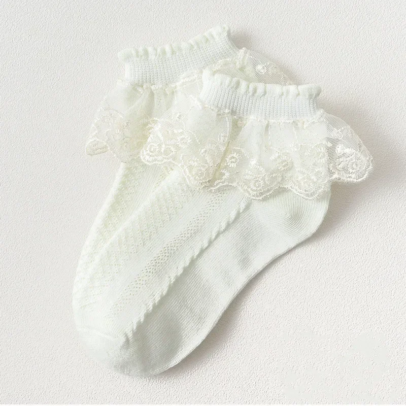 Girls Lace Ruffle Princess Mesh Socks Infant Baby Kids Short Sock Ruffle White Pink Little Girl Socks Toddler Girl Socks 1-7Y