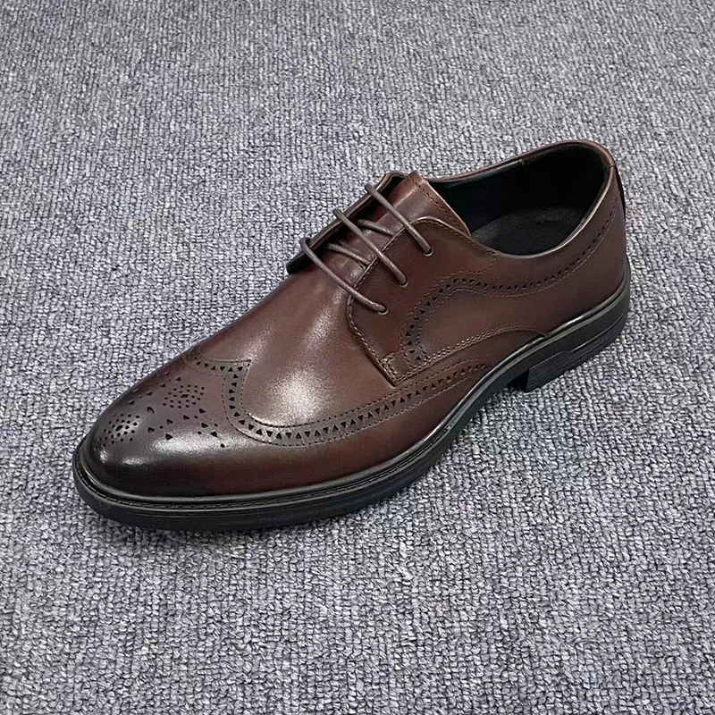 Genuine Leather Business Formal Oxfords Footwear Prom Party High quality Fashion Man Wedding Leather Shoes Office Oxford Shoes