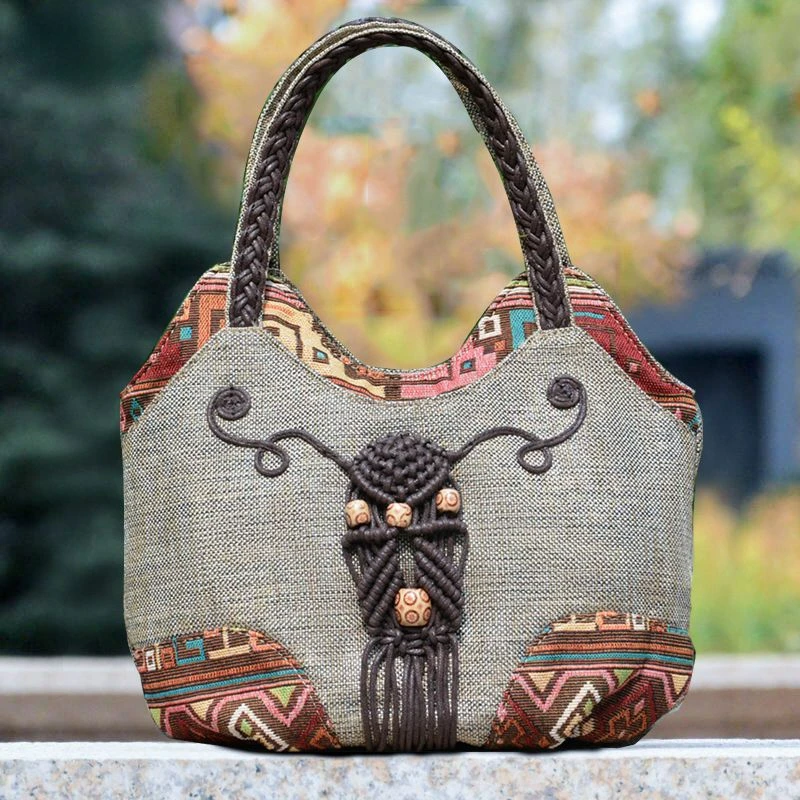 Middle-Aged Women Bag Mother Bag Satchel Literary Bag Handbag Ethnic Style Tote Women Canvas Bag Vintage Bag