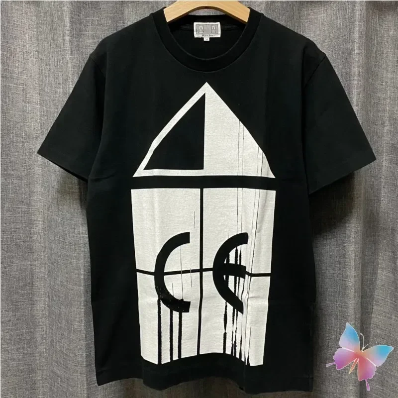 Summer Cotton Black White Couple Top CAVEMPT T-shirts Triangular Square Print Splashed Ink Stripe CE Short Sleeve Men Women Tees