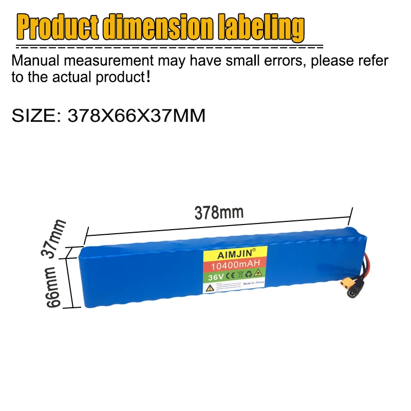 36v 10400mAh Lithium ion Battery 10ah li-ion with BMS for 500w 350w Bike Wheelbarrow Scooter + 2A Charger