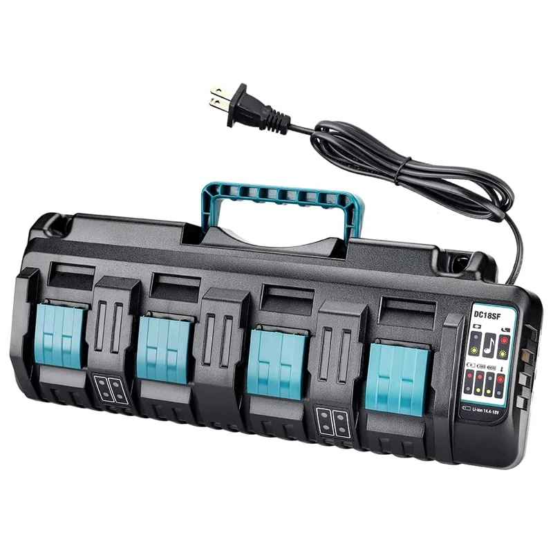 DC18SF 4-Port شاحن سريع لماكيتا 14.4 فولت 18 فولت ليثيوم أيون 3A/4A شاحن الإخراج ل BL1830 ، BL1860 ، BL1430 مع منافذ USB مزدوجة