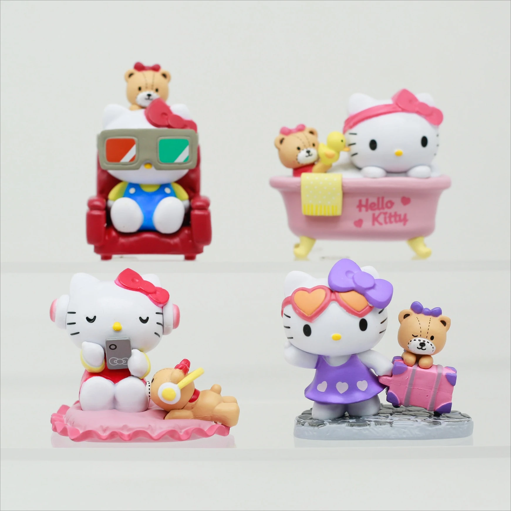 

Персонажи Sanrio Hello Kitty, слепая коробка, игрушка, кавайная фигурка, ванна, путешествия, игры, часы, модель ТВ-сцены, украшение для стола автомобиля