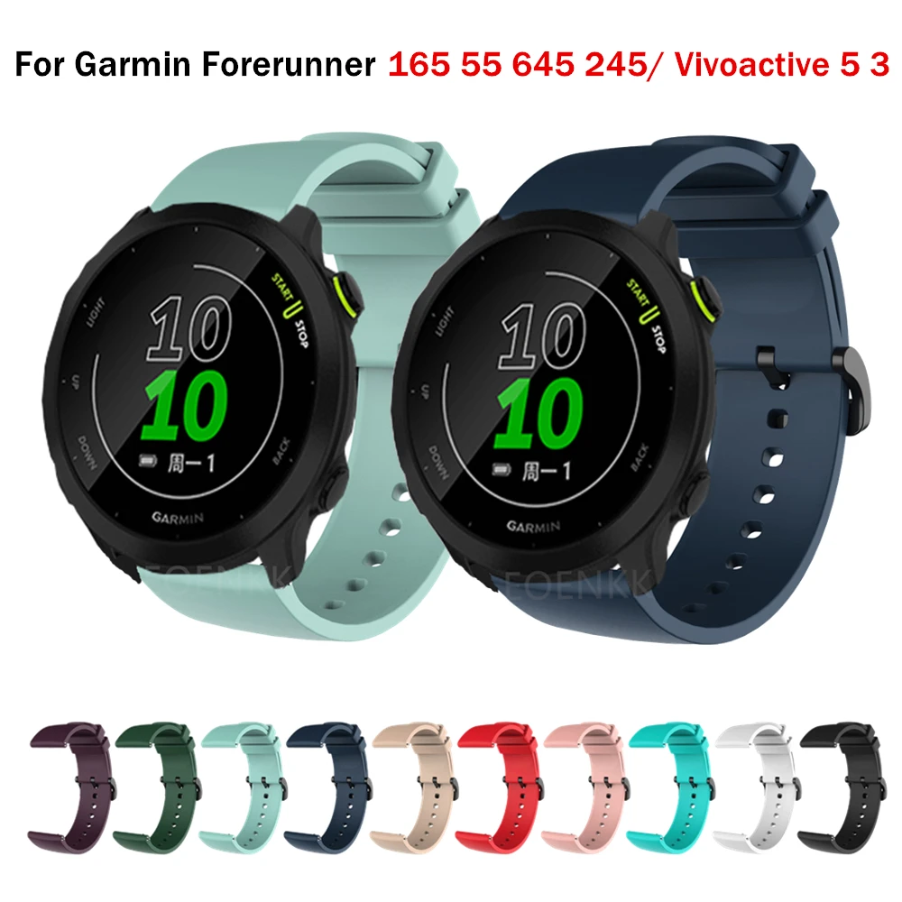 

Силиконовый ремешок для Garmin Forerunner 165 55 645 245 Vivoactive 5 3 Venu 2 Plus SQ 2, браслет для умных часов, браслет