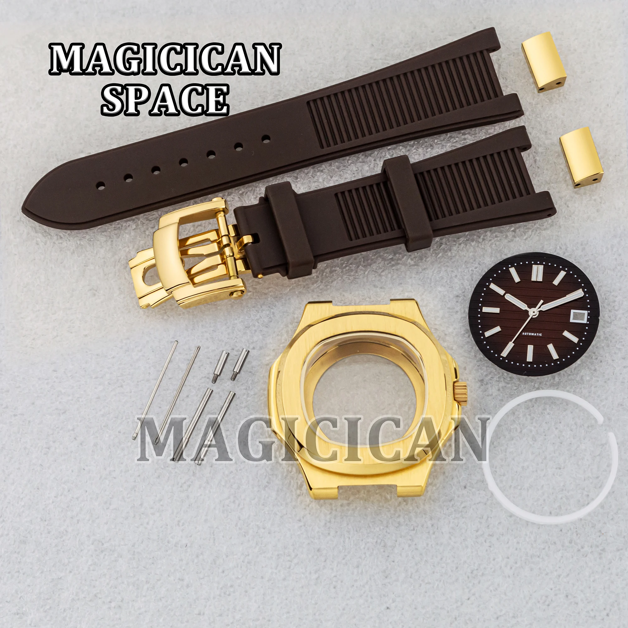 High Quality Square Watch Case Strap for Nautilus Watch Mod Parts Repair Tool Rubber Strap Waterproof Case fit NH35/36 Movement