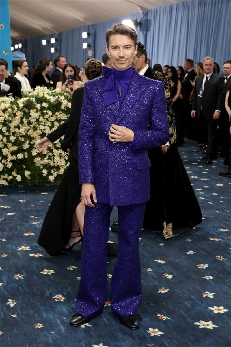 

Shiny Sequins Men Suit Set 2 Pieces Blazer+Pants Trousers Formal Office Jacket Coat Wedding Groom Tuxedo Customized Outfit