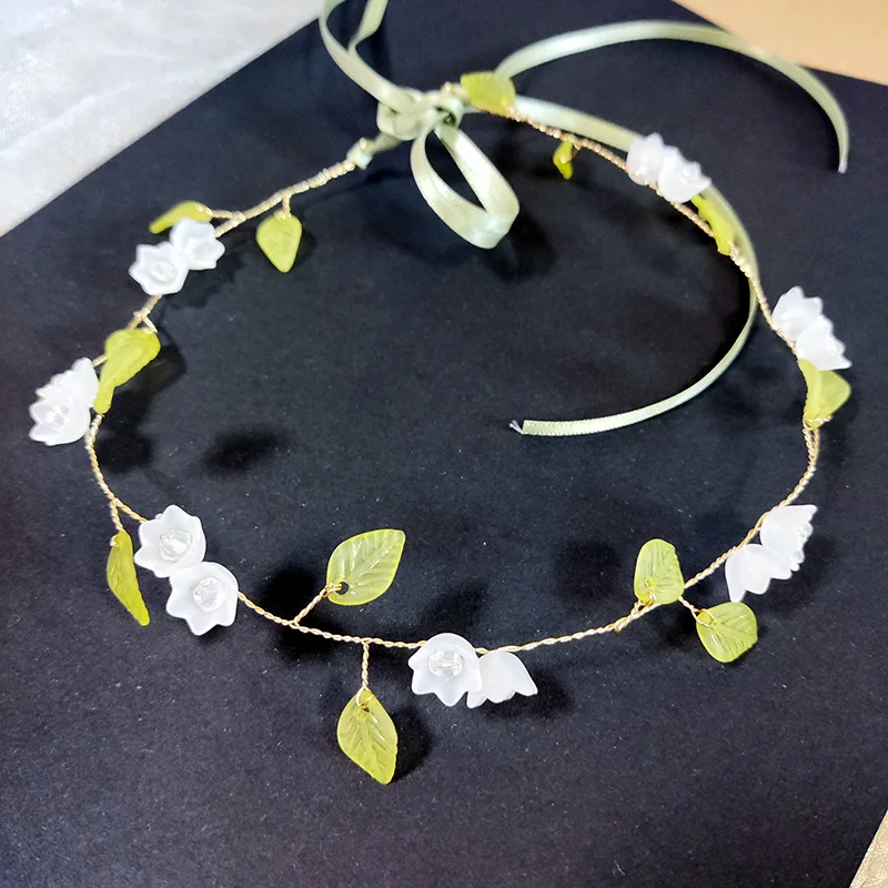 Women Headbands Flower Green Leaves Hairbands Floral Tiaras Headpiece Hairpins Wedding Hair Accessories Bridal Hair Jewelry