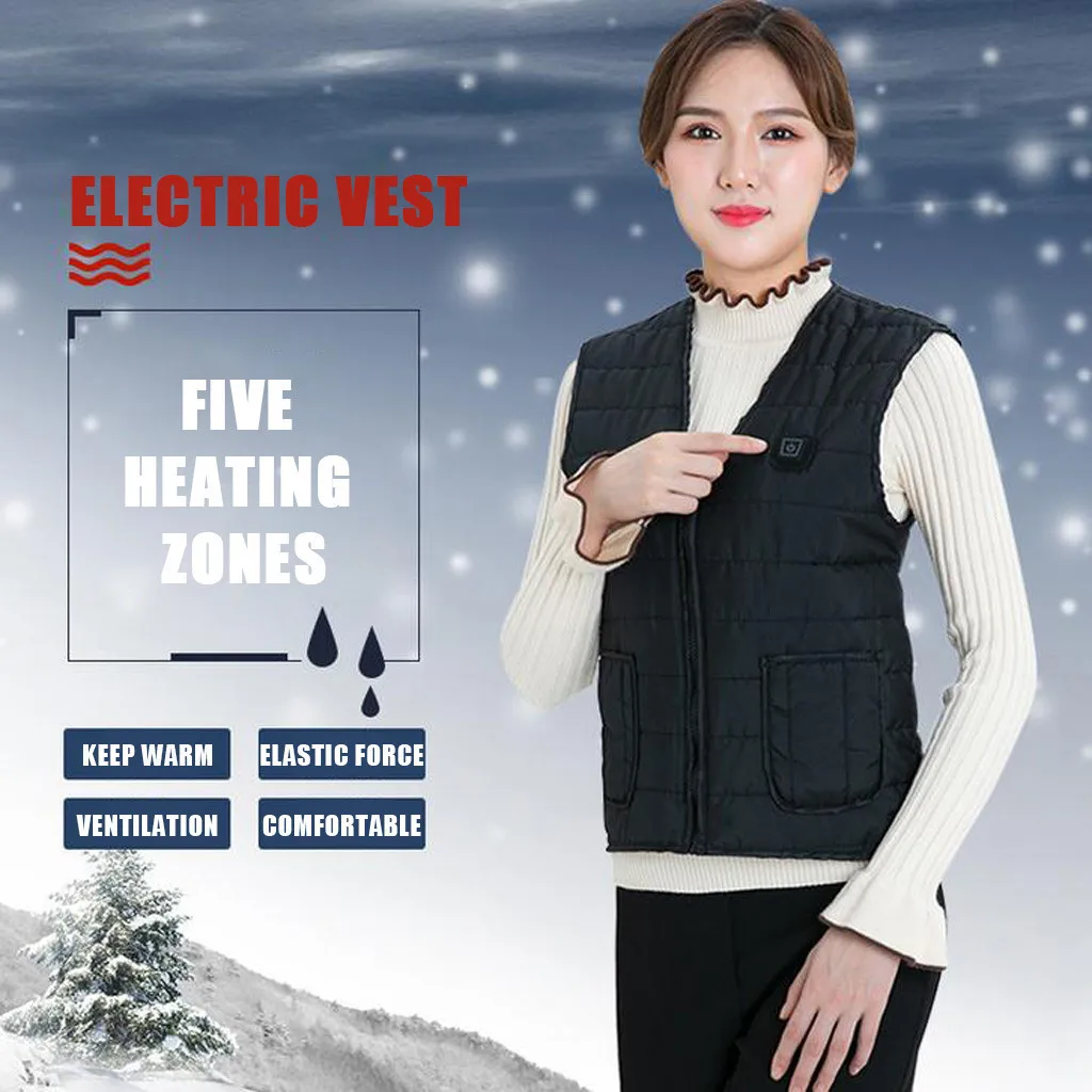 5 Area Heated Vest Men Women Winter Usb Heating Jacket Thermal Outdoor Clothing Hunting Vests 5XL